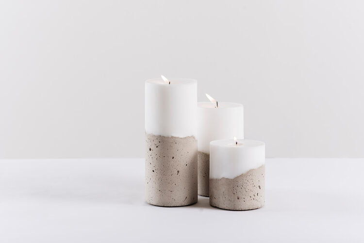 Candela de concreto Blanca Grande
