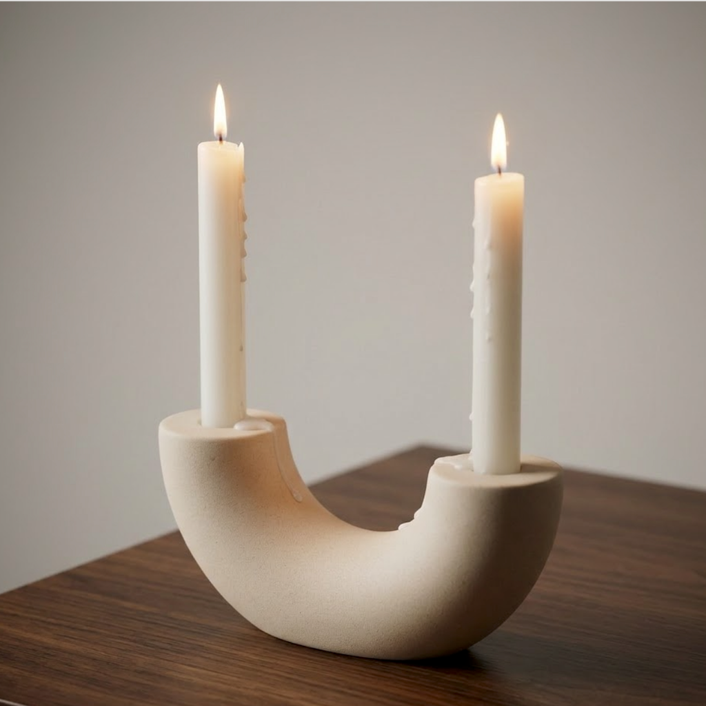 Candelabro Ceramica Beige