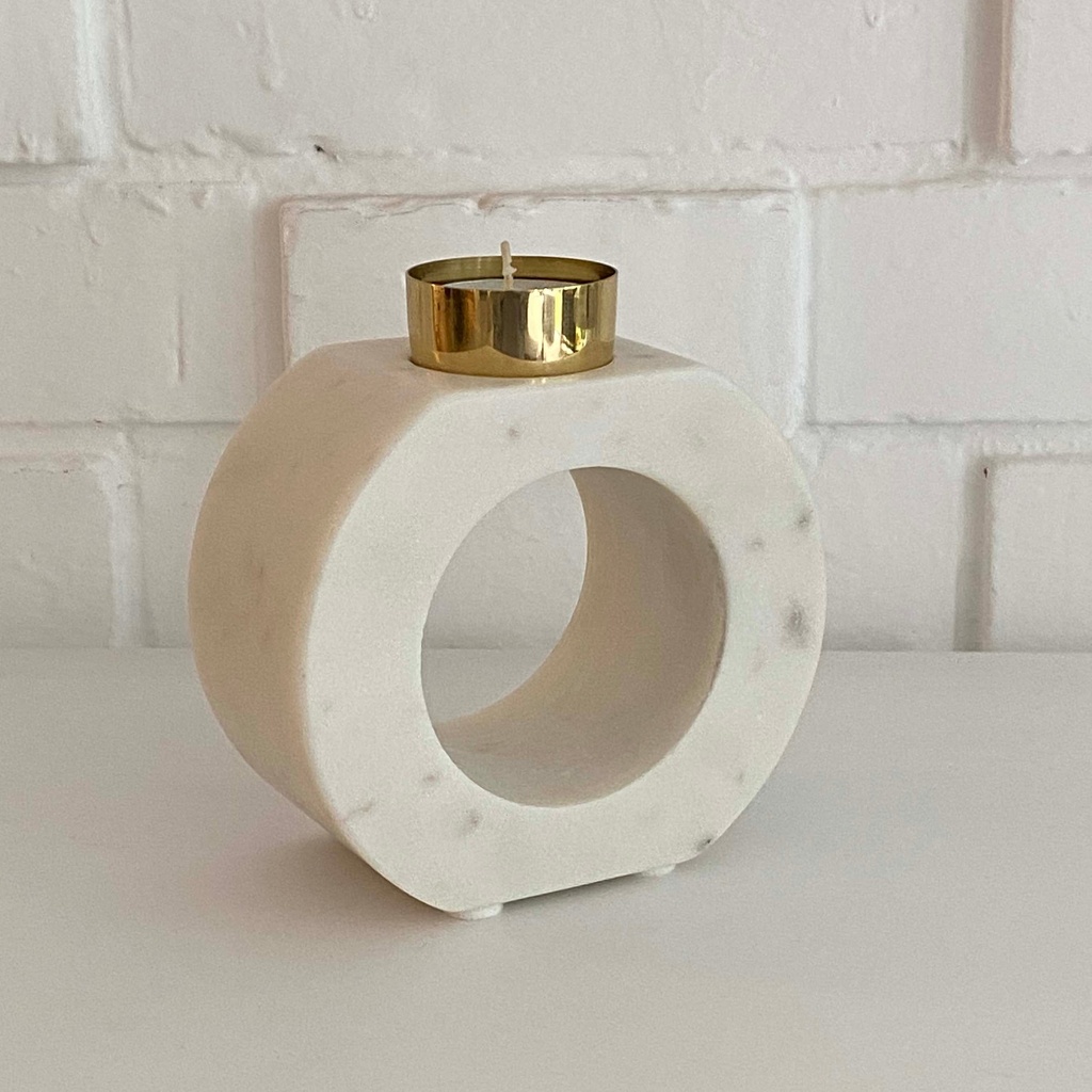 Portavelas redondo de mármol