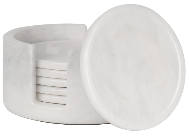 Coasters de mármol Redondos o cuadrados con contenedor (Set de 6)