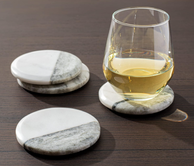 Coasters de Mármol dos colores redondos (Set de 4)