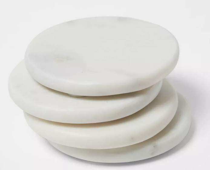 Coasters de mármol blanco (Set de 4)