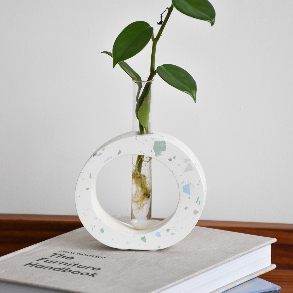 Jarrón Propagación Terrazo Blanco