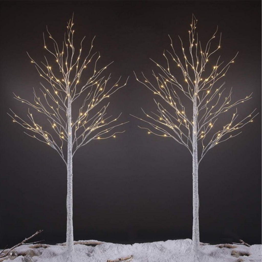 Árbol Navideño Blanco con Luces Grande