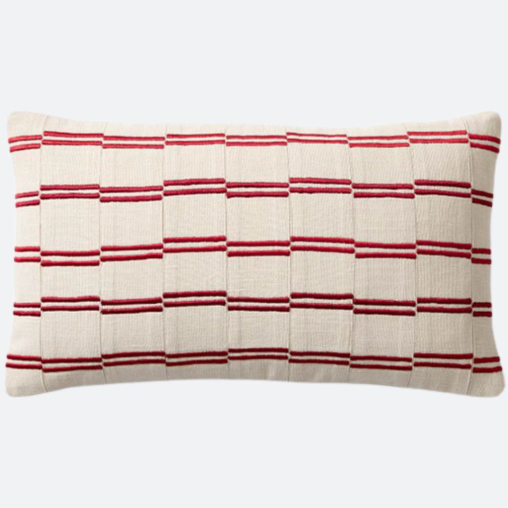 Riñonera Beige Rayas Rojas