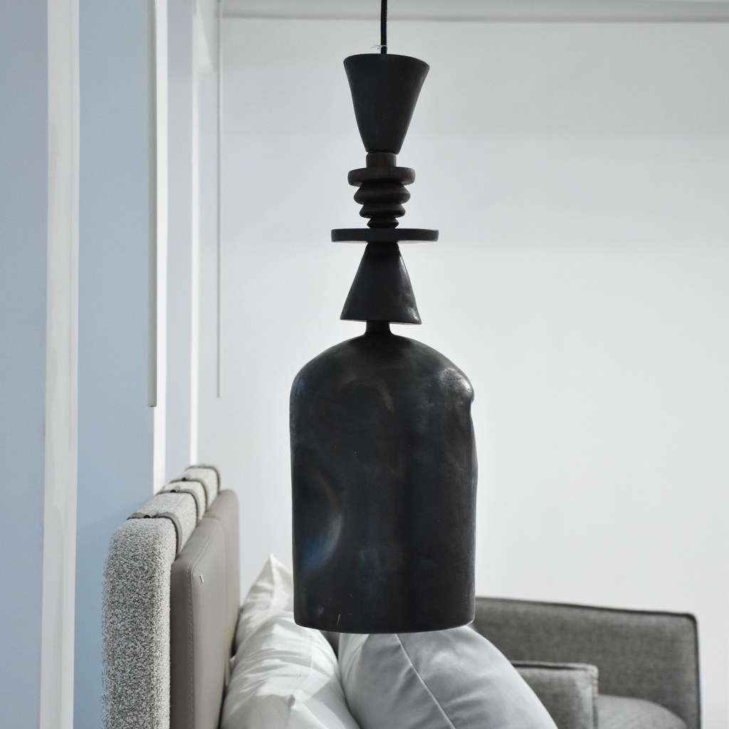 Lampara De Barro Negro Colgante