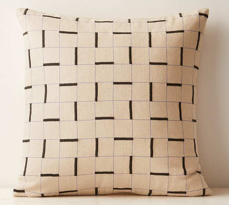 Cojín Lino Bordado Marron