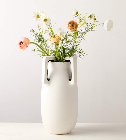 Florero de Cerámica Blanco y Negro Ethel