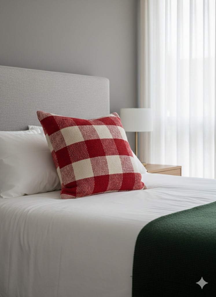Cojín Cuadros Rojo y Blanco