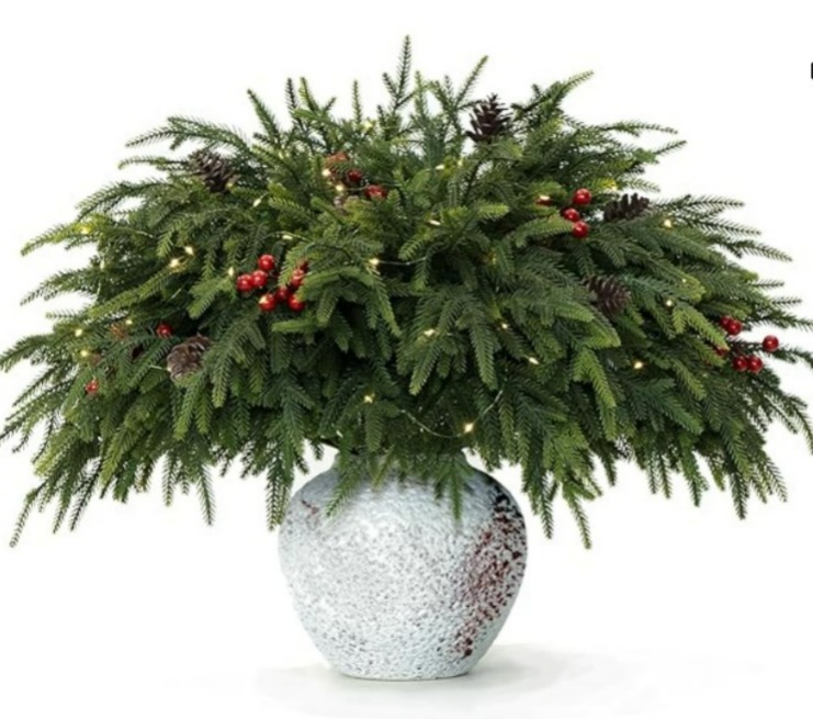 Juego de 12 ramas de pino artificial con frutos