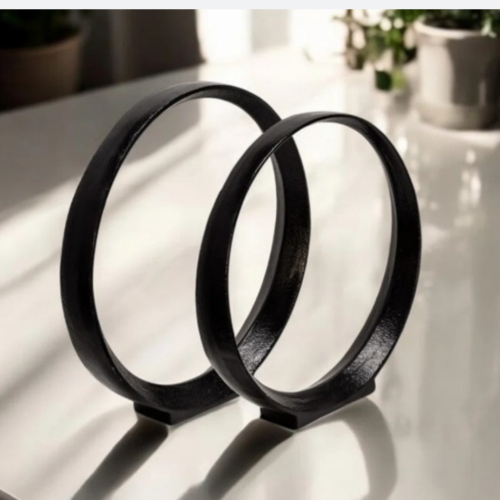 Set of 2 Metal Ring  Circular Sculpture