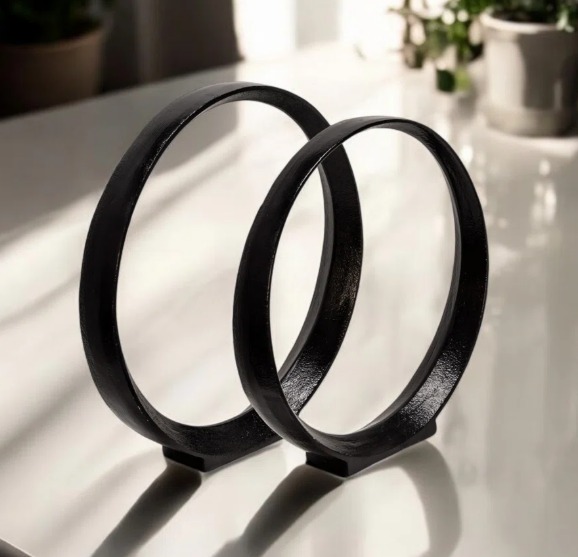 Set of 2 Metal Ring  Circular Sculpture
