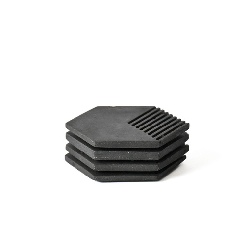 [UB0002] Coasters hexagonales concreto negro (Set de 4)
