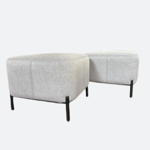 Ottoman Cuadrado Gris Tela y madera