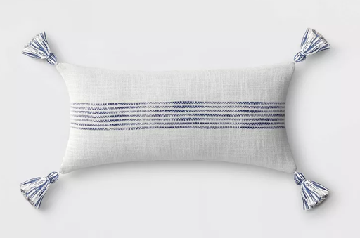 Cojín Riñonera líneas azul y blanco