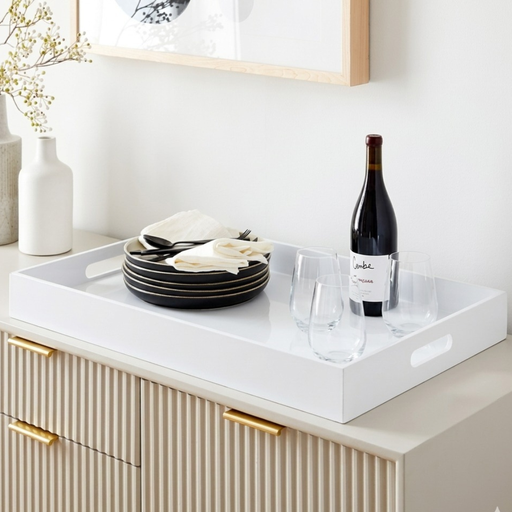 Azafate Blanco Rectangular Lacado