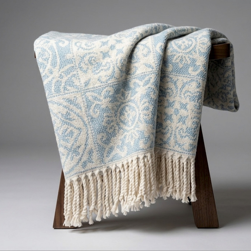 Throw Celeste con Blanco
