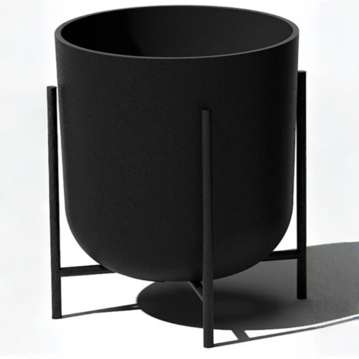 Maceta Negra con Base de Metal