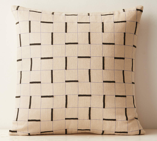 Cojín Lino Bordado Marron