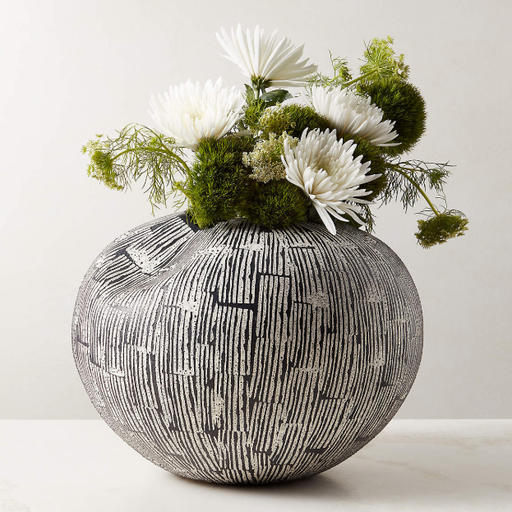 Florero de Cerámica Blanco y Negro