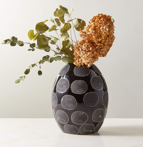 Florero de Cerámica Negro Print Gris