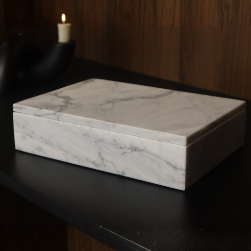 Caja Decorativa  Grande de Mármol Blanco
